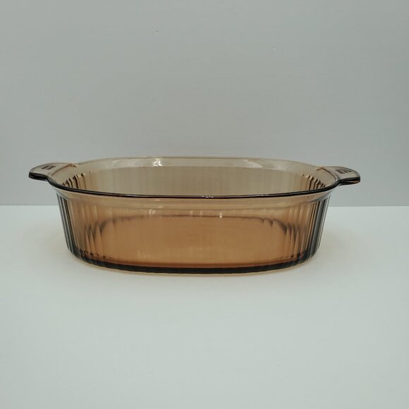 Corning Vision 4 Quart Oval Roaster Visions Amber Dutch Oven Covered Casserole - Picture 10 of 14